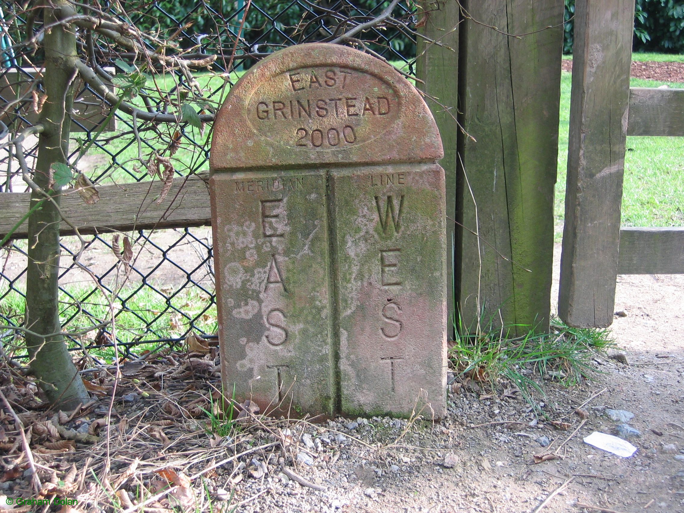 Greenwich Meridian Marker; England; West Sussex; East Grinstead